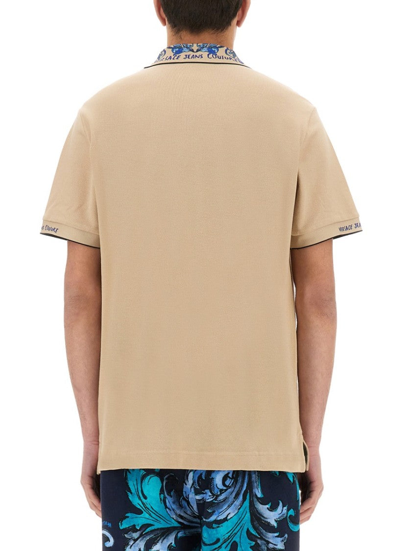 Versace Jeans Couture Polo Shirt With Baroque Outline Collar