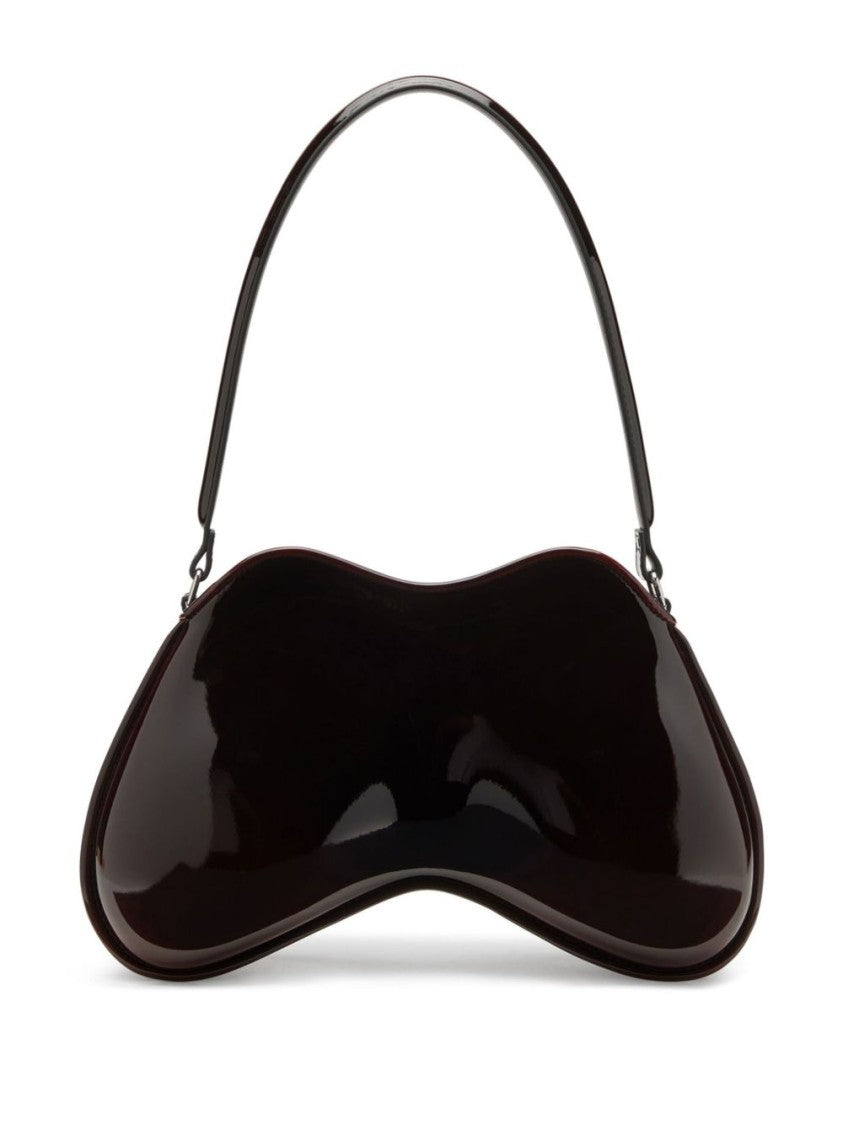 Diesel Sculptural Bordeaux Shoulder Bag With Glossy Finish
