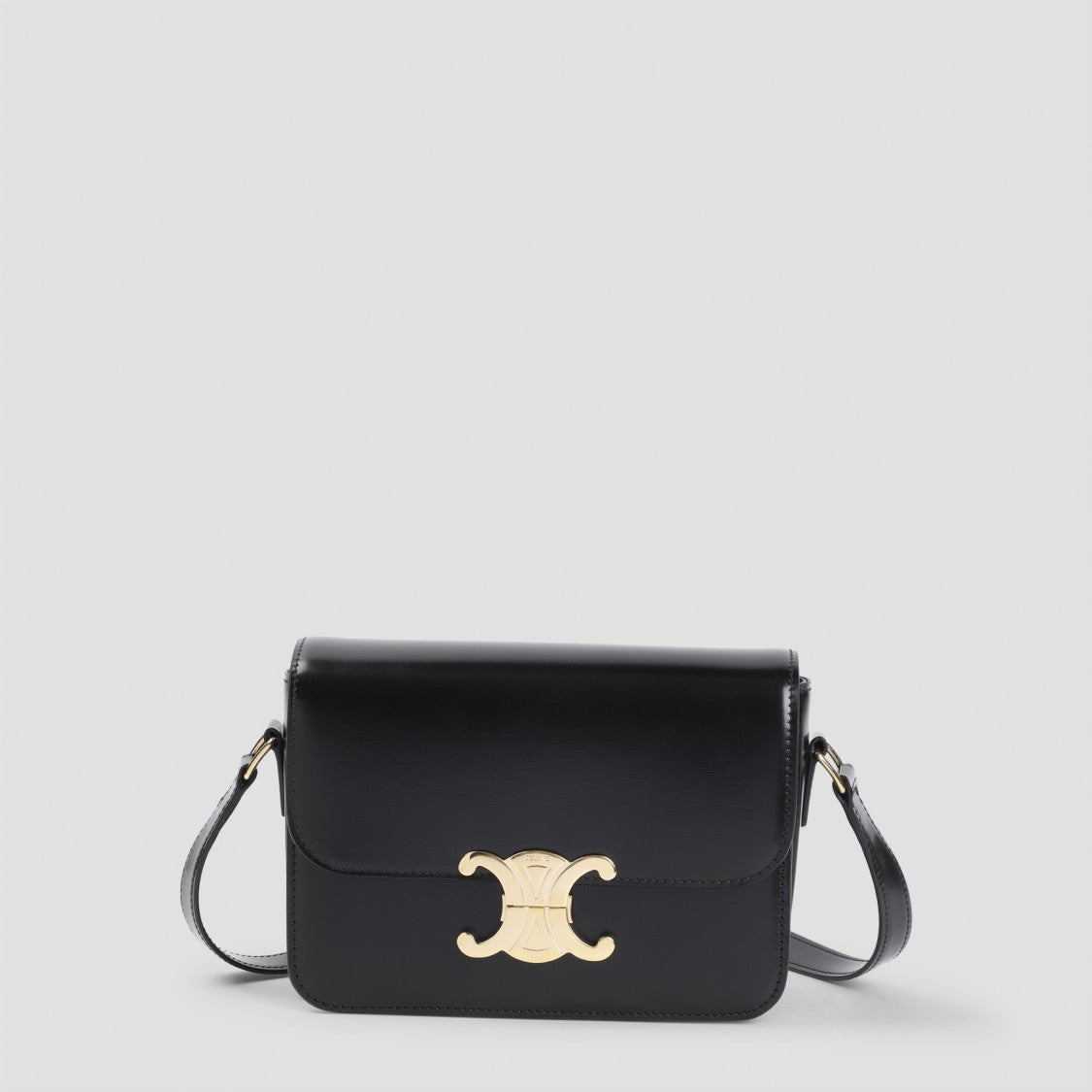Celine Teen Triomphe Black Calf Leather Shoulder Bag
