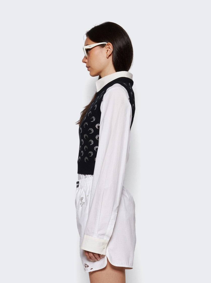 Marine Serre Moon Strass Knit Vest Black