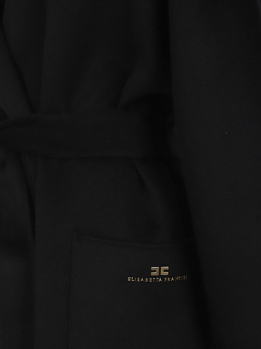 Elisabetta Franchi Knee-Length Wrap Wool Coat