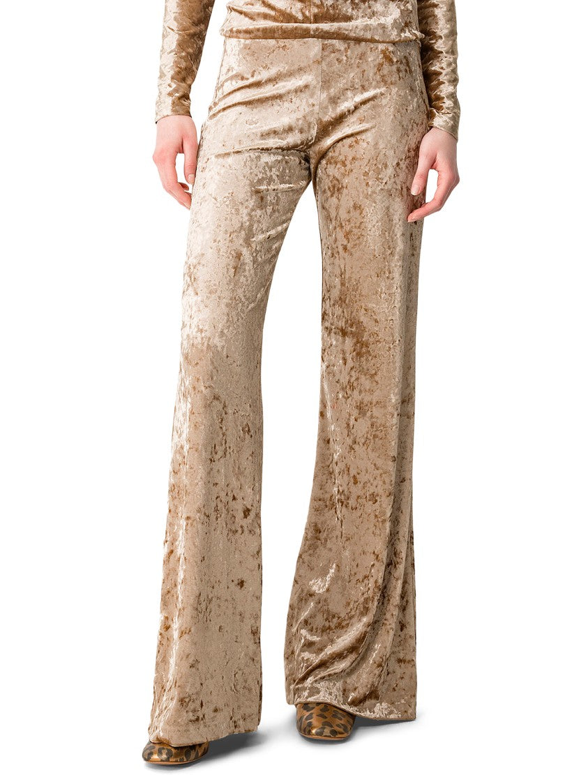 Forte Forte Iridescent Stretch Velvet High-Waisted Trousers