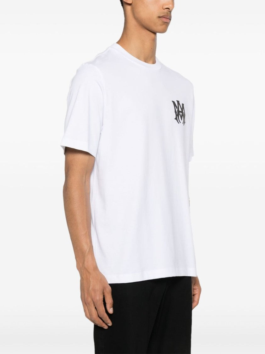 Amiri White Cotton T-Shirt With Bold Logo Accents