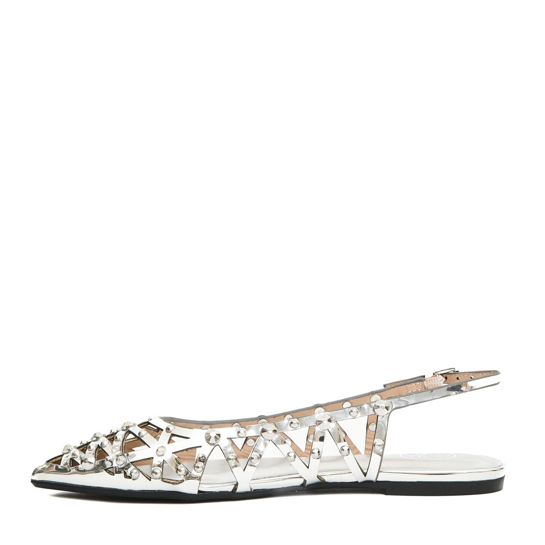Ash Silver Leather Slingbacks