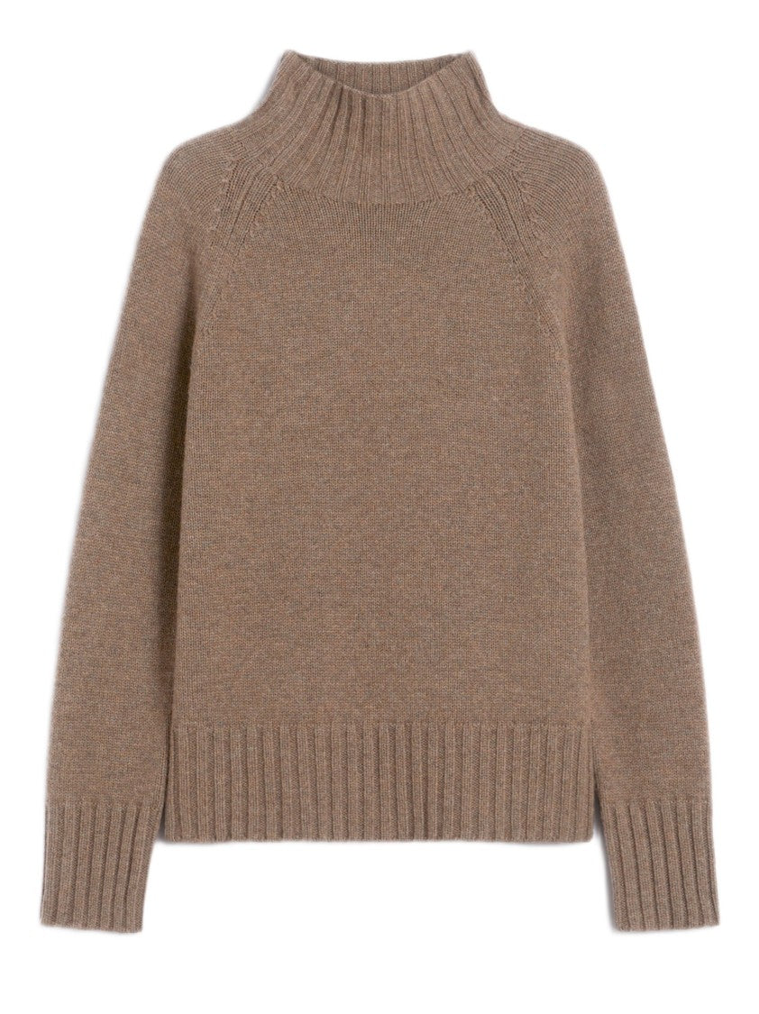 Max Mara Boxy Brown Wool-Cashmere Turtleneck Sweater