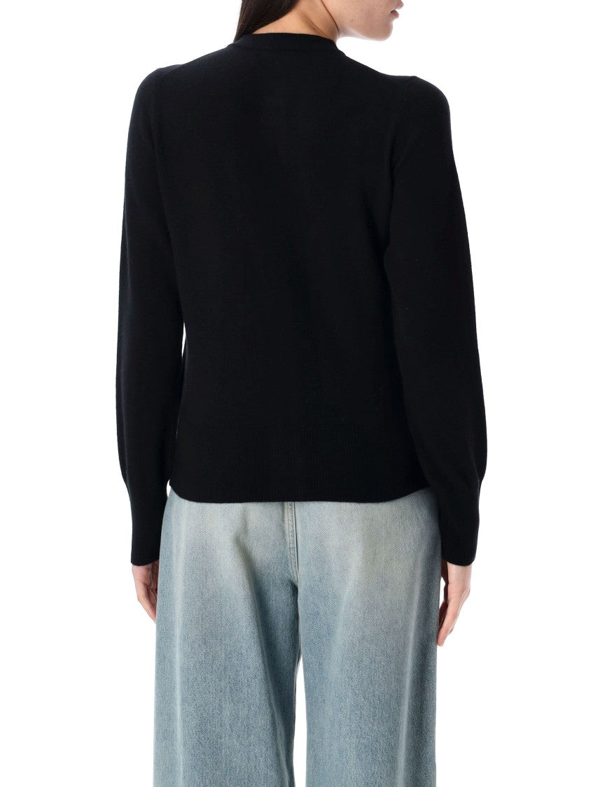 Rhea Slim-Fit Black Cardigan With Mother-Of-Pearl Buttons