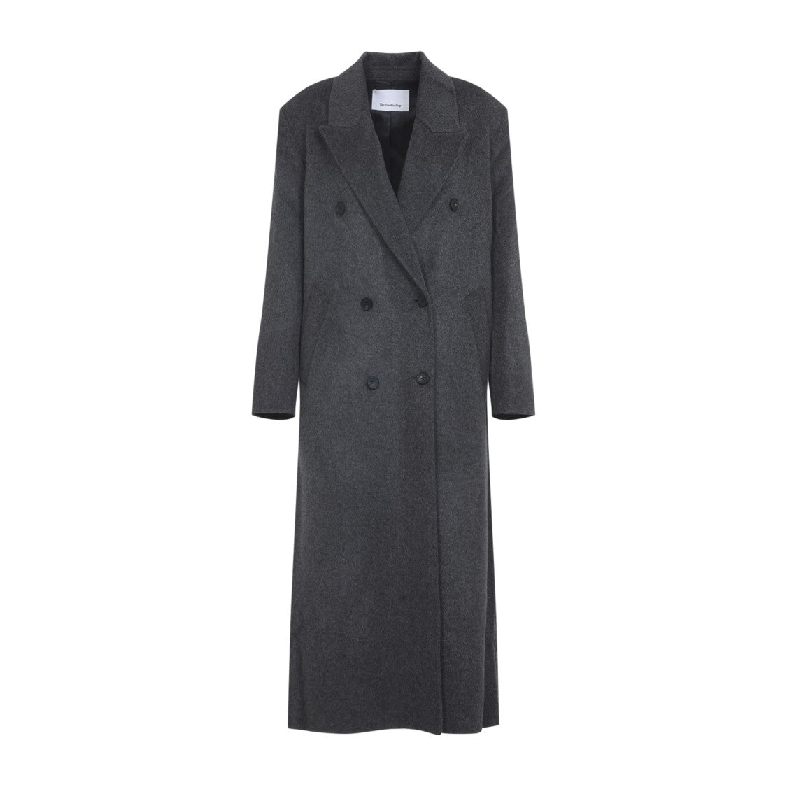 The Frankie Shop Dark Grey Melange Wool Double Breasted Coat