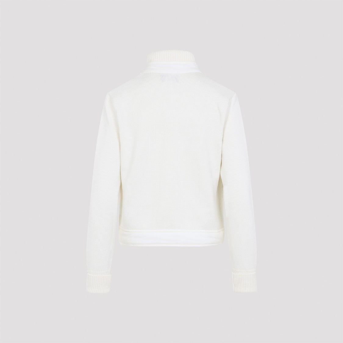 Moncler Grenoble Quilted Wool Blend Jacket With High Collar And Knit Sleeves