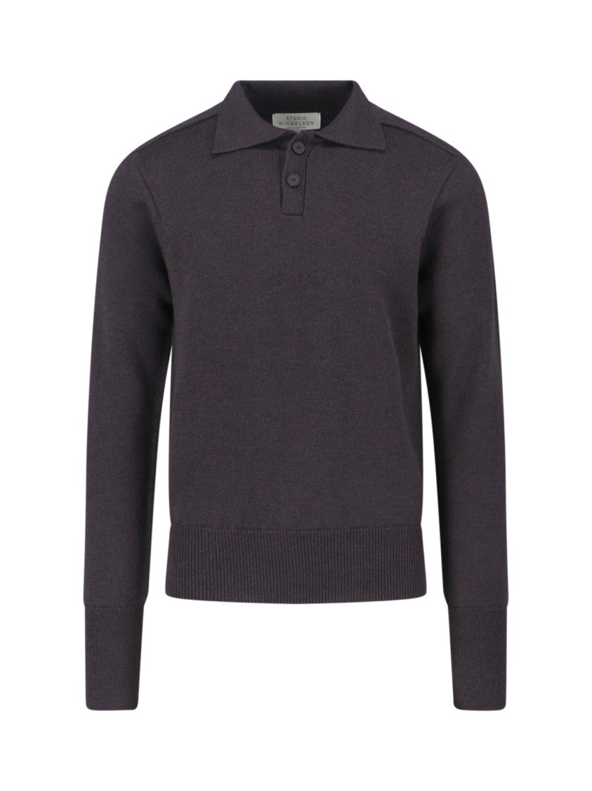 Studio Nicholson Classic Brown Knit Sweater With Ribbed Cuffs And Hem