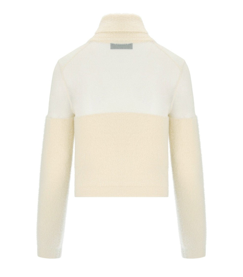 Elisabetta Franchi Milk Cropped Turtleneck Sweater