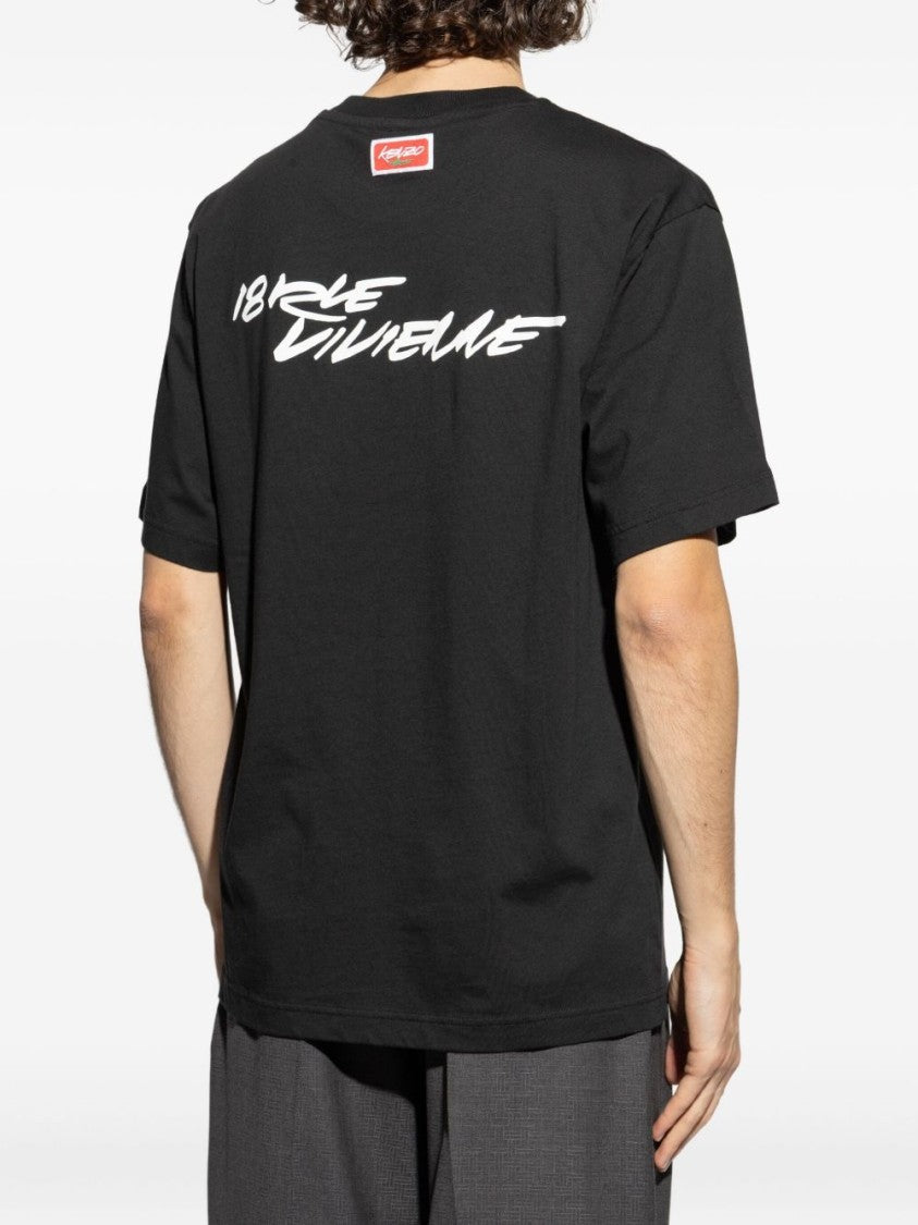 Kenzo Black T-Shirt With Iconic Floral Logo Design