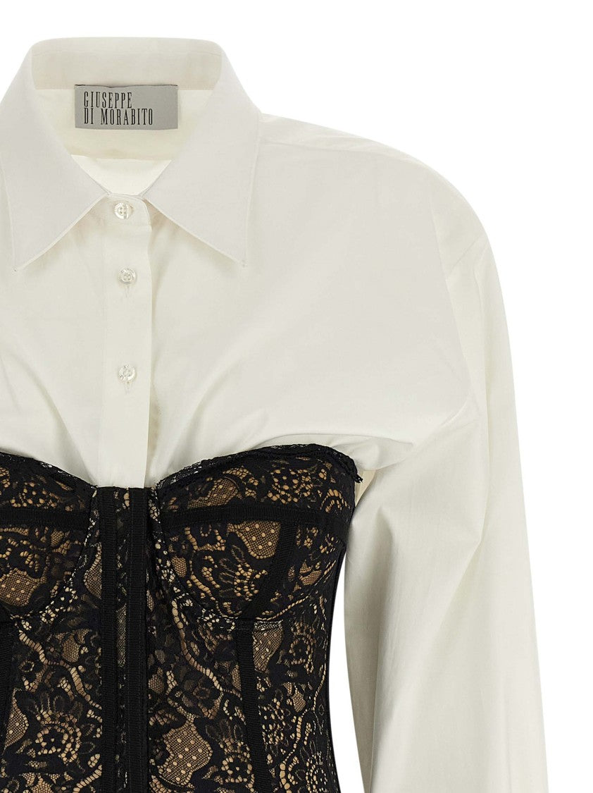 Giuseppe Di Morabito Shirt-Style Corset Dress With Lace Bustier Overlay