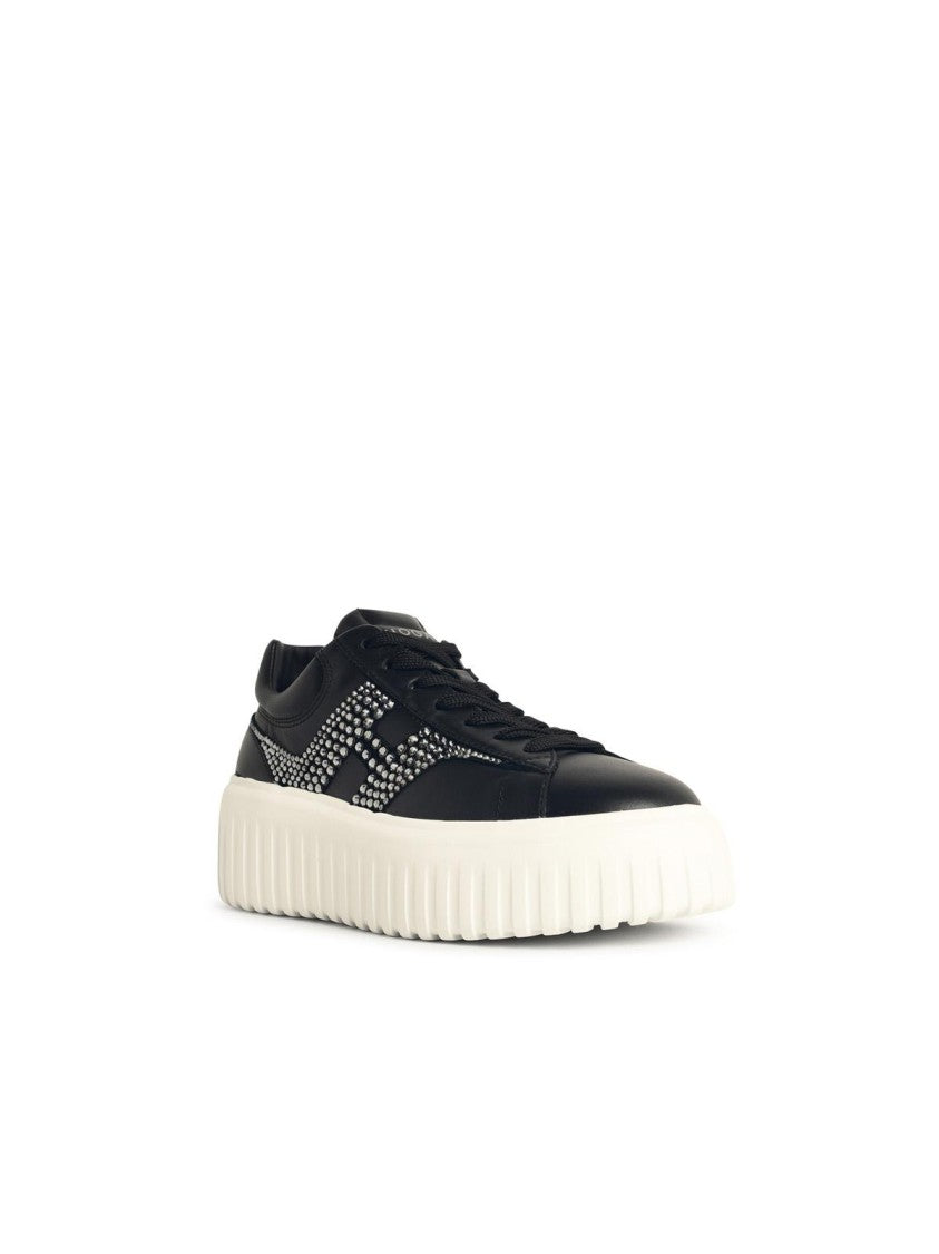 Hogan H-Stripes' Black Leather Sneakers