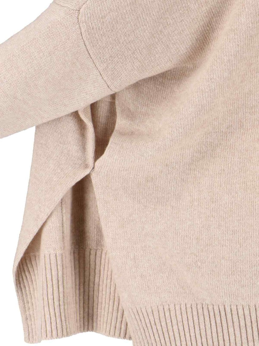 Ma'ry'ya High Neck Cashmere And Virgin Wool Sweater With Side Slits