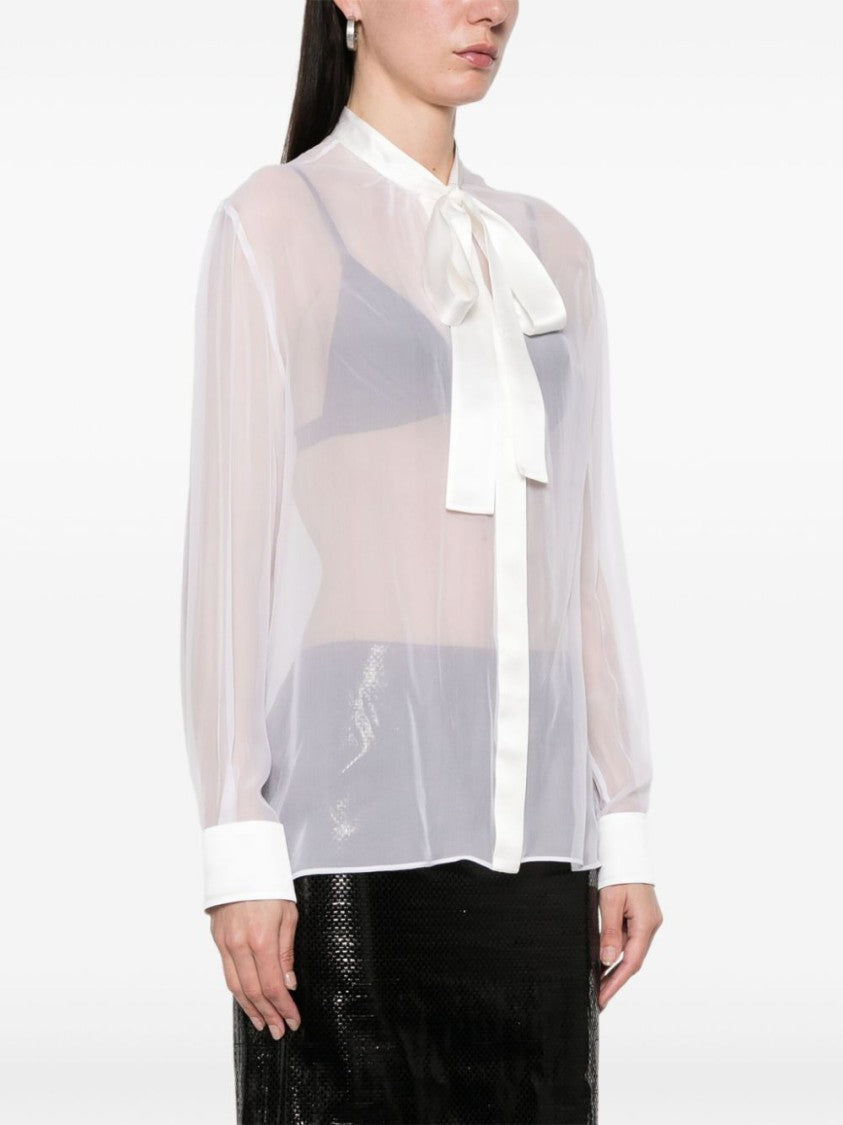 Dolce & Gabbana White Shirt With Bow Tie Detail And Relaxed Silhouette
