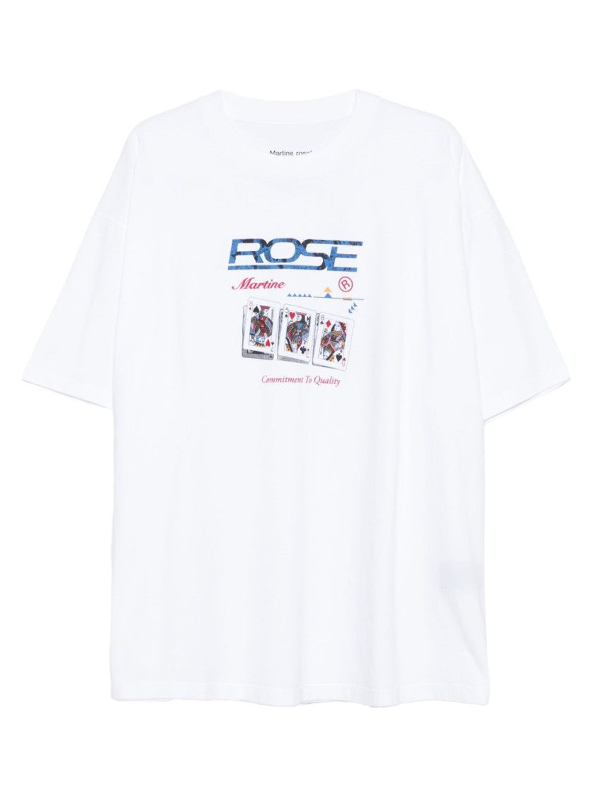 Martine Rose Playing Card Graphic Cotton T-Shirt With Crew Neck