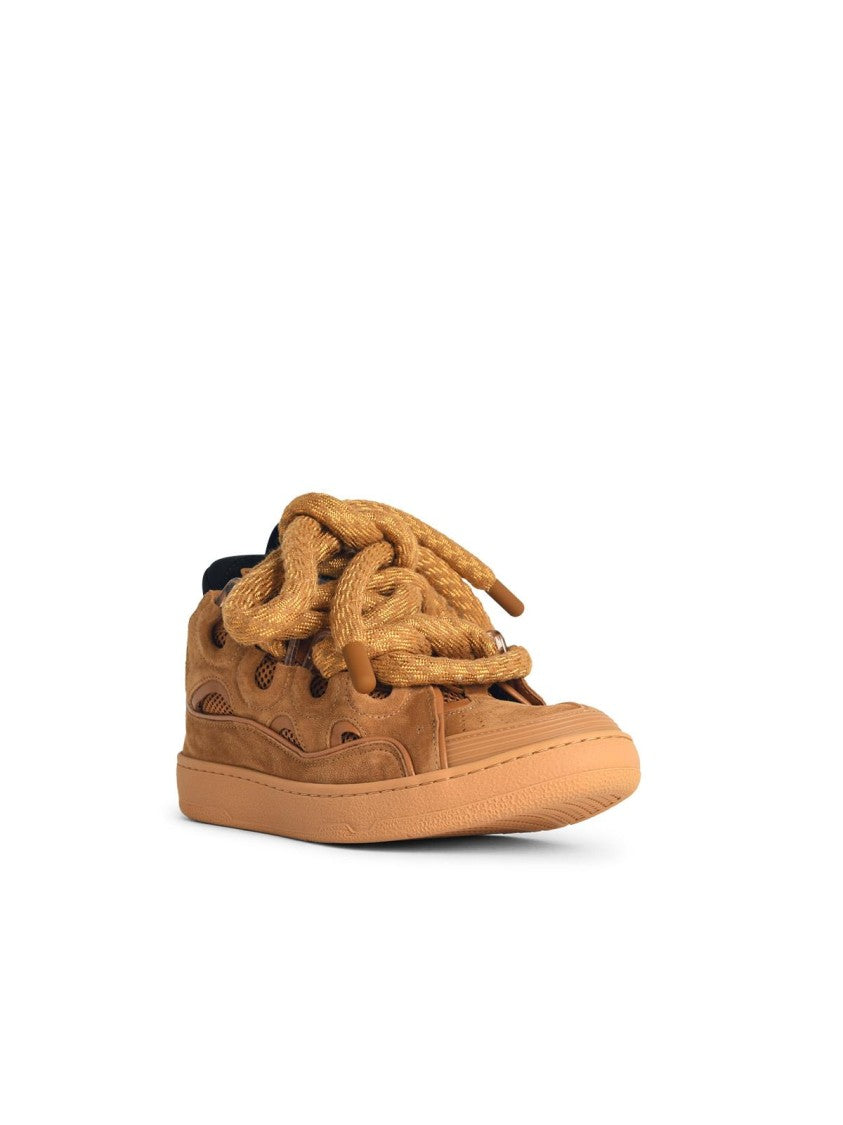Lanvin Curb' Beige Leather Blend Sneakers