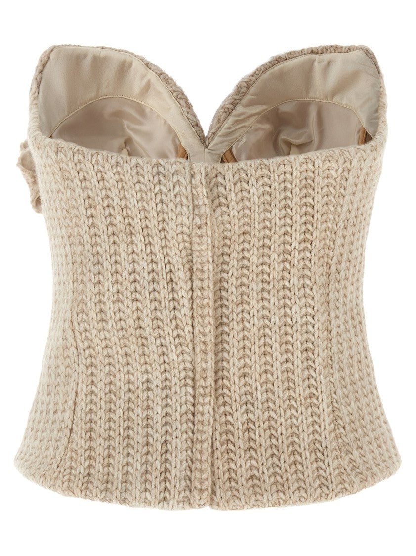 Giuseppe Di Morabito Off-The-Shoulder Bustier Top With Sweetheart Neckline And Removable Brooch
