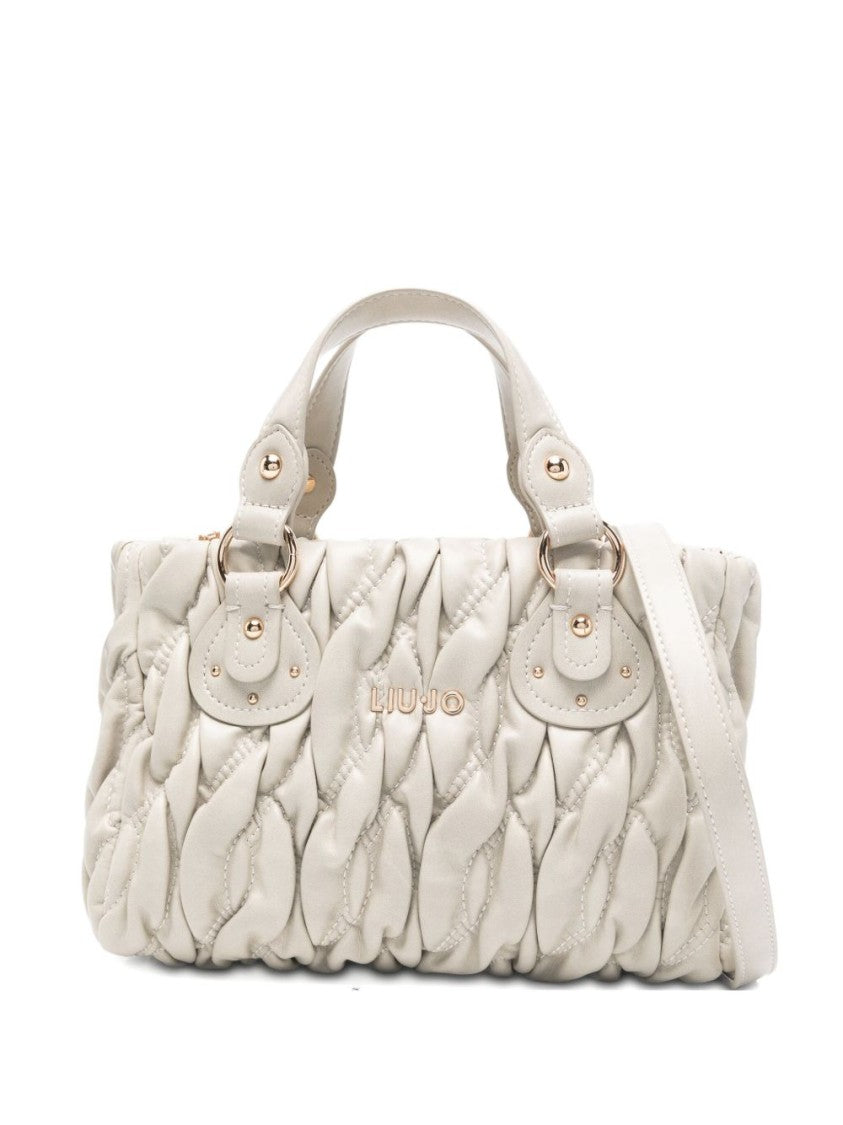 Liu Jo Quilted Gray Handbag With Gathered Design