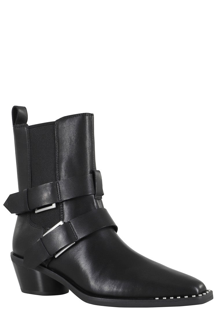 Ash Square-Toed Ankle Boots With Studded Detailing