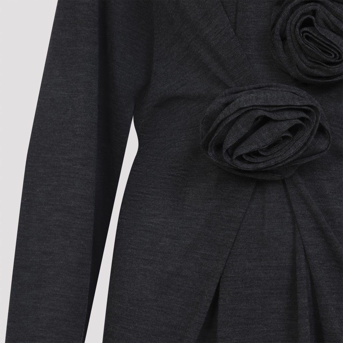 Alberta Ferretti Black Long-Sleeved Cardigan With Sculptural Rosettes