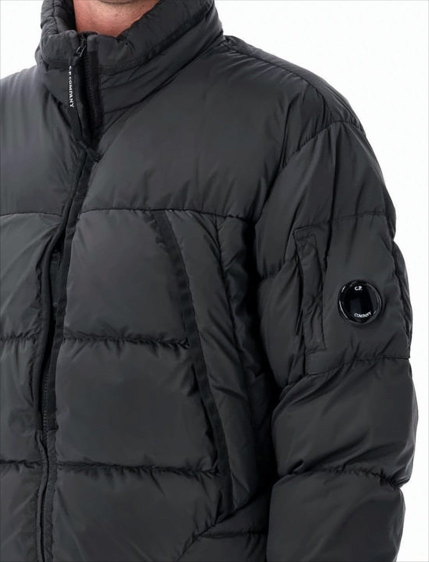 C.P. Company Quilted Padded Jacket With High Collar And Logo Patch