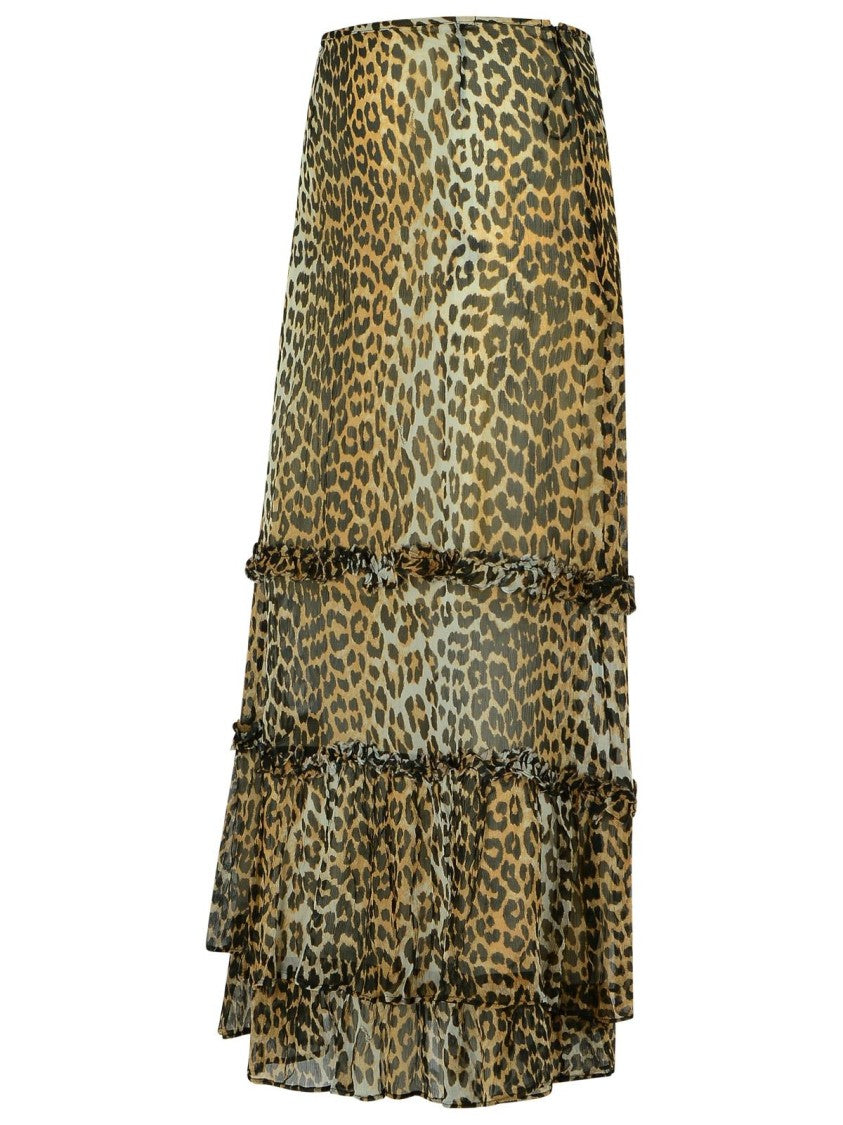 Ganni Long Skirt In Viscose 'Chiffon'