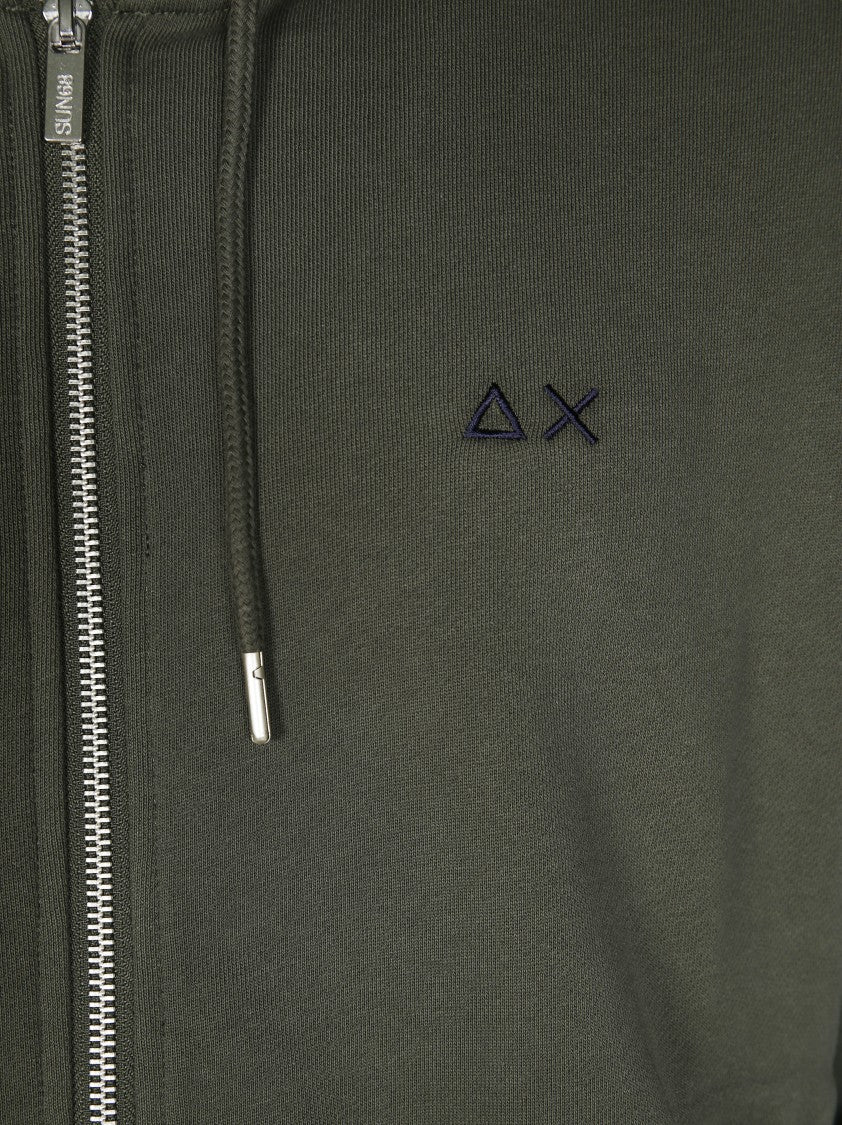 Sun 68 Zip-Up Hoodie With Contrasting Fabric