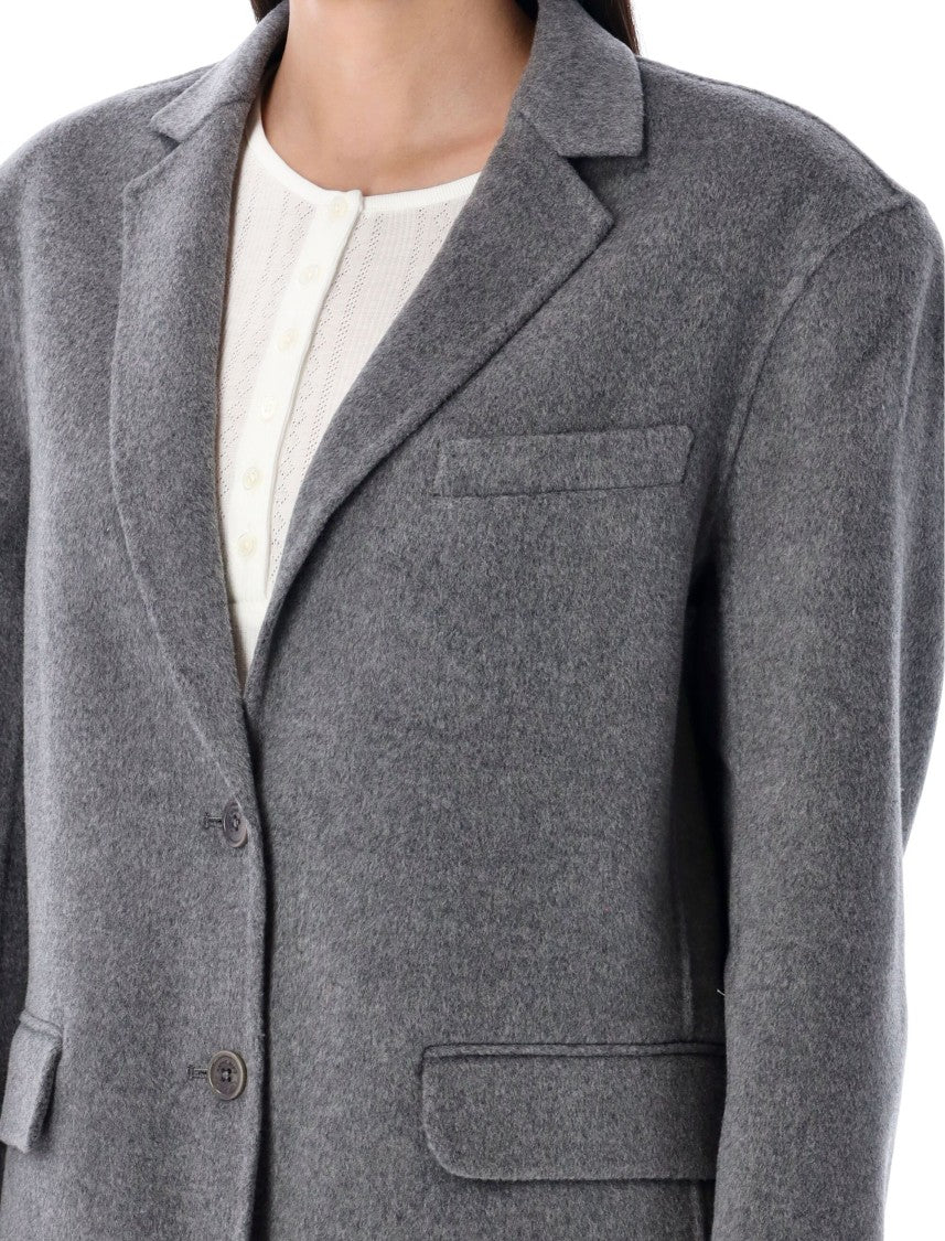 Anine Bing Tailored Medium Grey Quinn Blazer With Notched Lapel And Flap Pockets