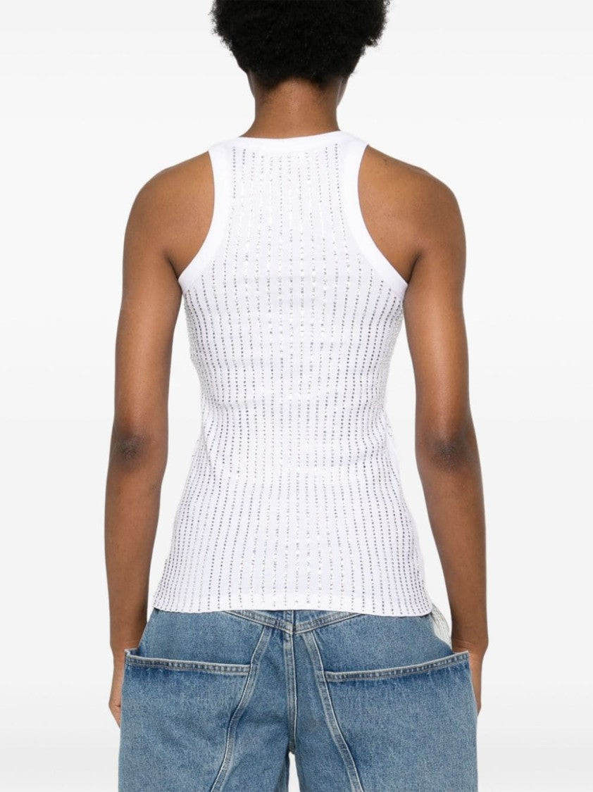 The Attico Rhinestone-Embellished Cotton Tank Top