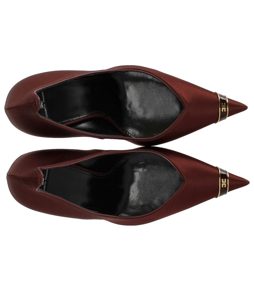 Elisabetta Franchi Burgundy Satin Pump