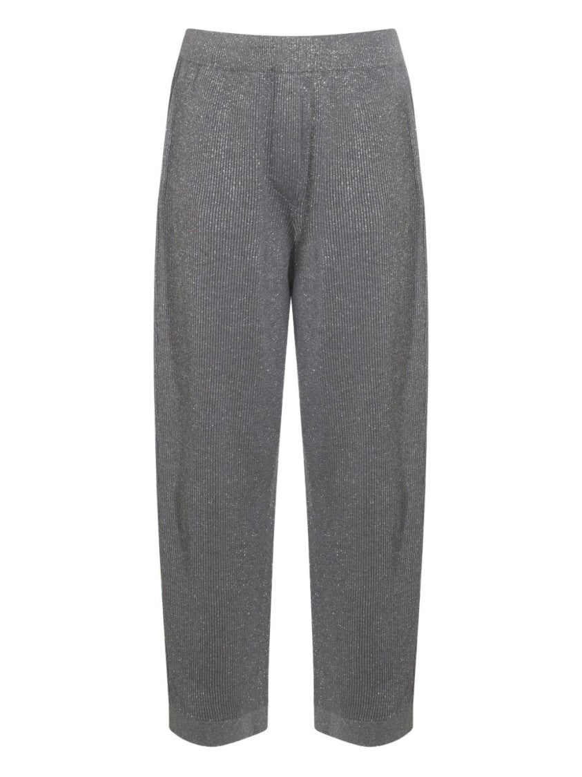 Brunello Cucinelli High-Waisted Straight-Leg Trousers With Textured Finish