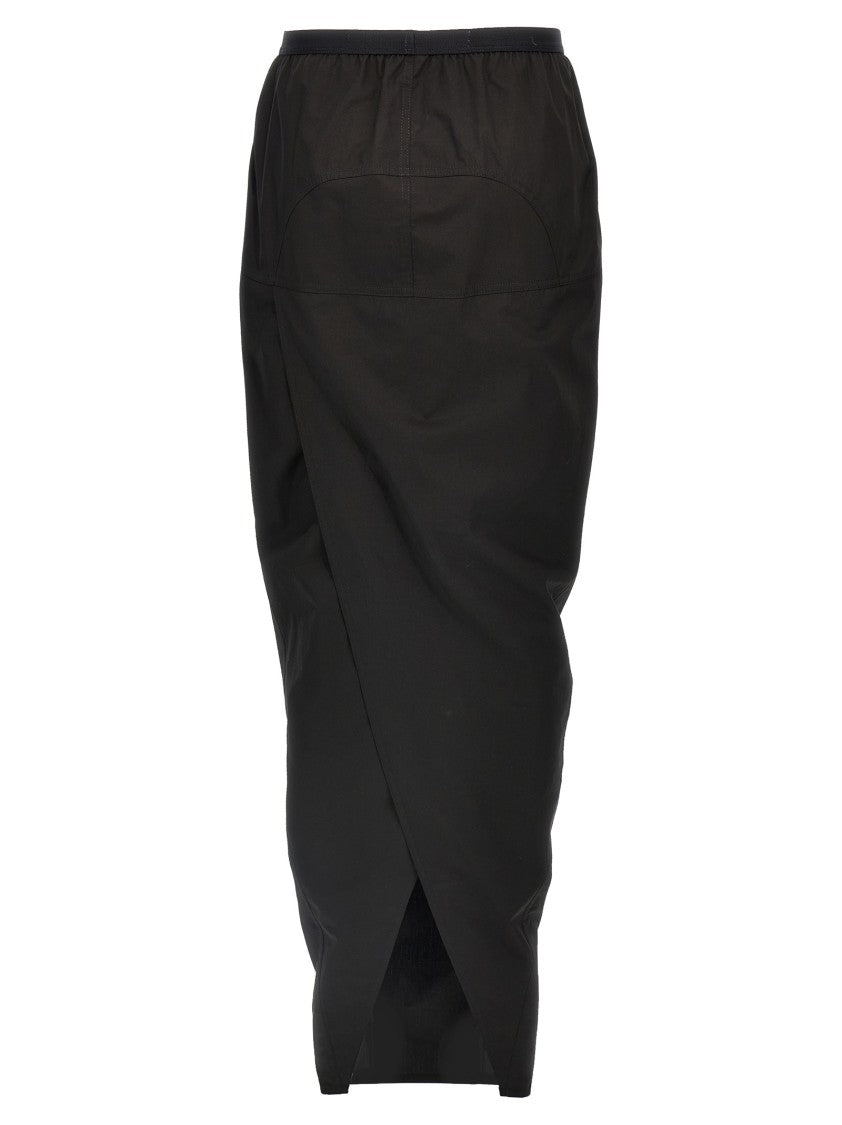 Rick Owens Soft Cotton Long Skirt With Back Split