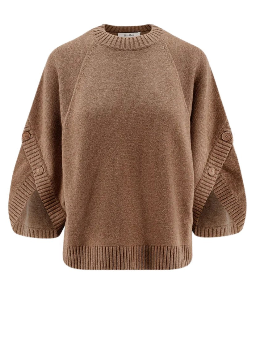 Max Mara Cross-Knit Oversized Sweater With Horn Button Details