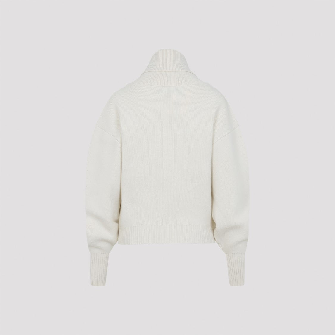 Jacquemus White Wool-Cashmere Blend Sweater With High Turtleneck