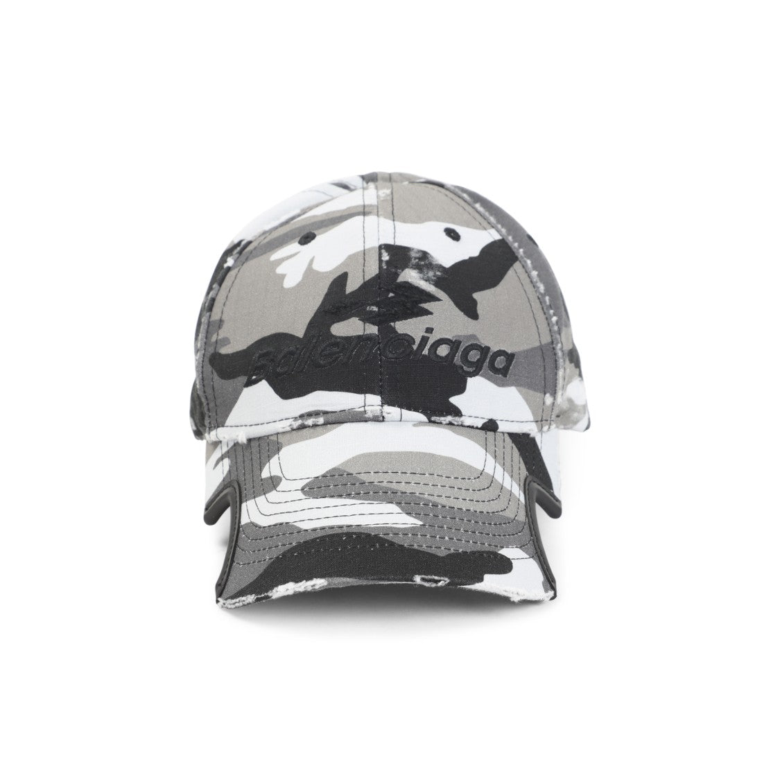 Balenciaga Grey Camouflage Baseball Cap With Embroidered Branding