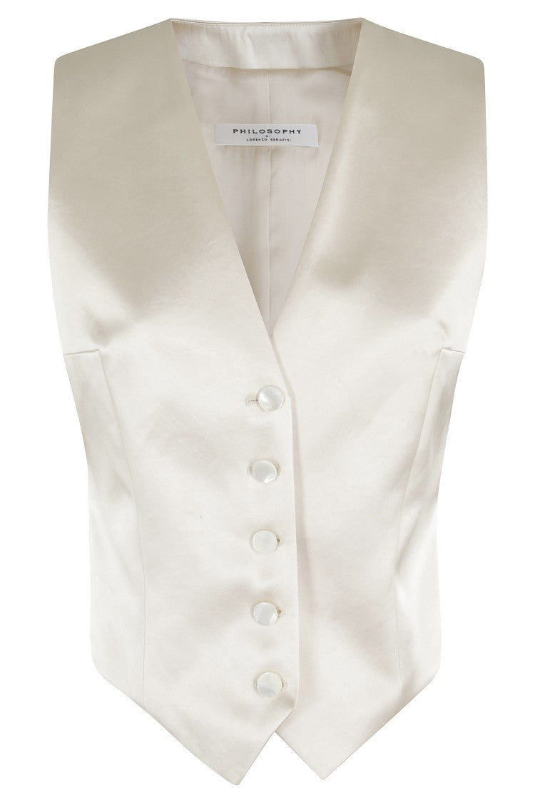Philosophy Di Lorenzo Serafini Sleeveless Gilet With Deep V-Neckline