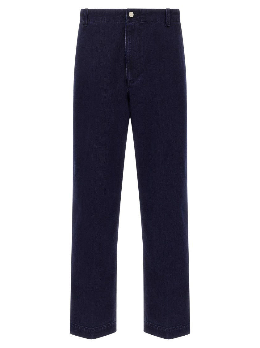 Gucci Washed Cotton Denim Jeans With Stretched Pleat Detail