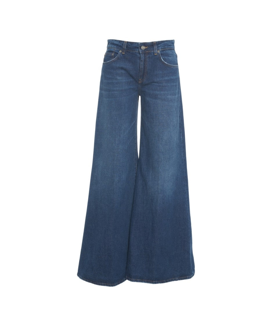 Dondup Flared Denim Jeans With Five-Pocket Design And Mid-Rise Waist
