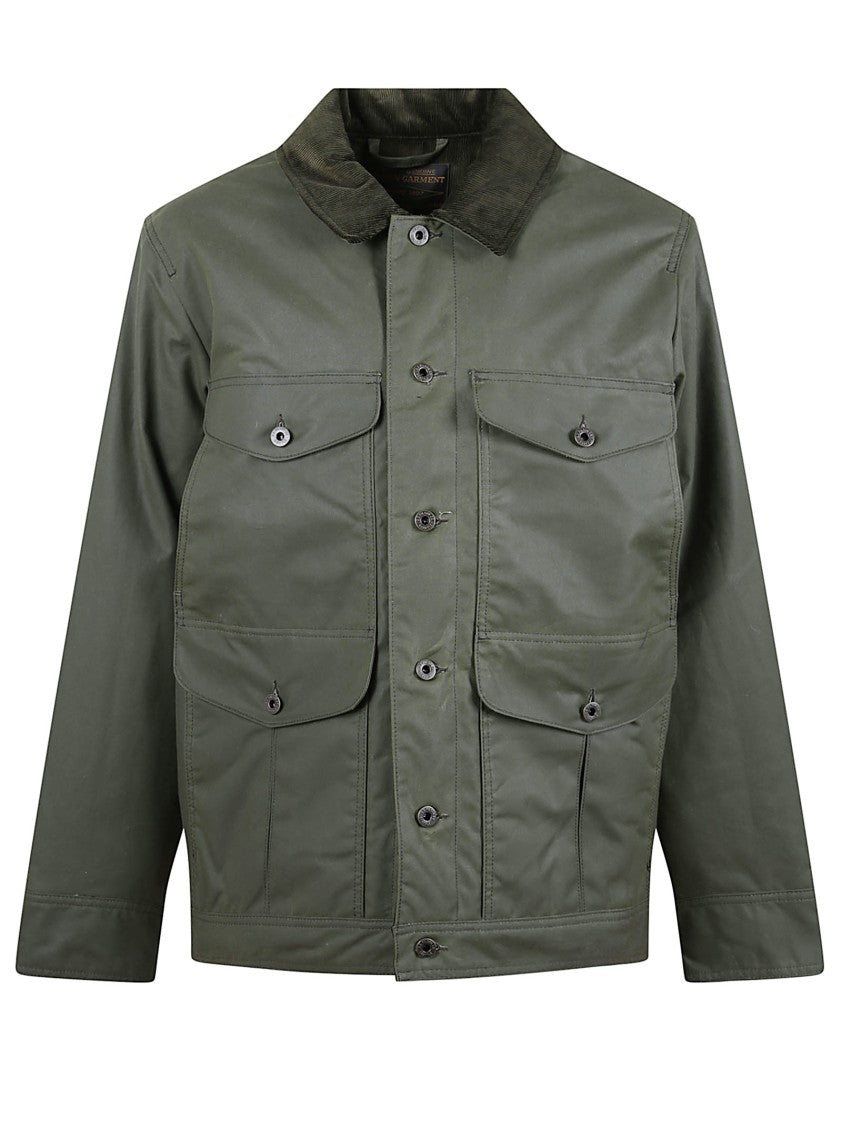 Filson Green Waxed Cotton Journeyman Jacket With Corduroy Detailing