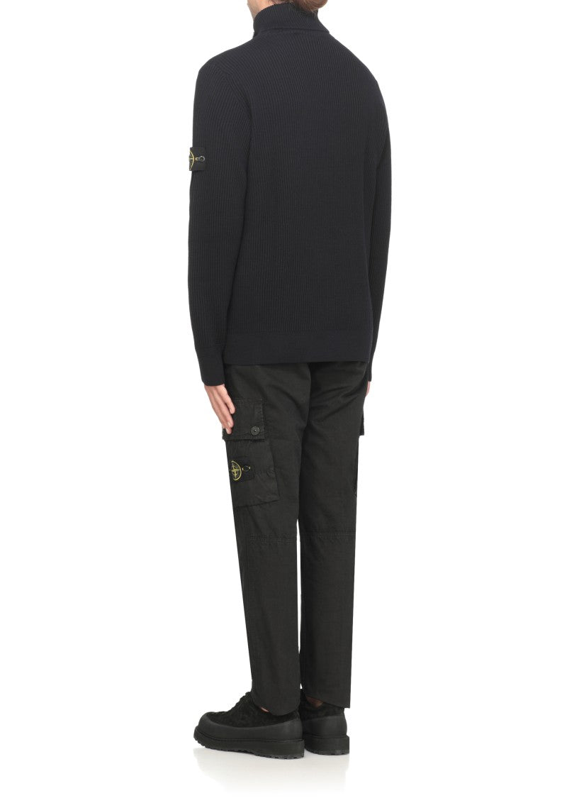 Stone Island Dark Blue Wool Sweater