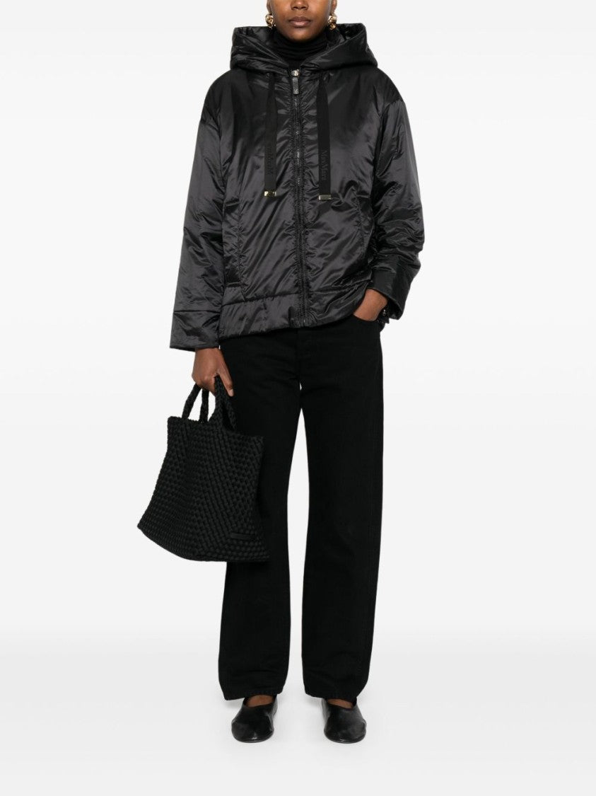 Max Mara Shiny Black Jacket With Adjustable Drawstring Hood