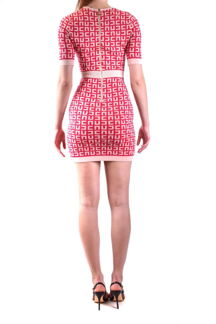 Elisabetta Franchi Red Monogram Pattern Minidress