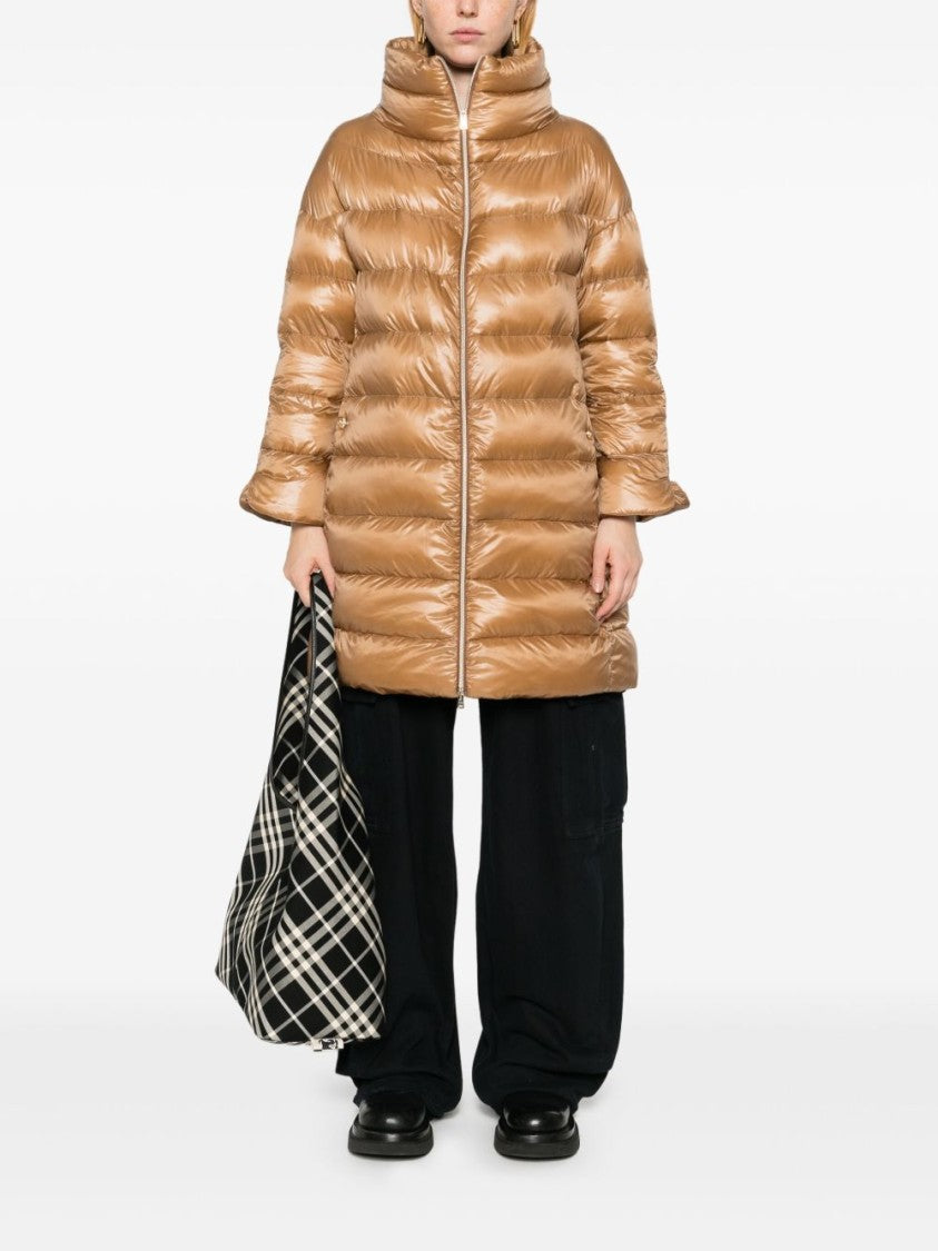 Herno Lightweight Camel Down Jacket With Double-Slider Closure