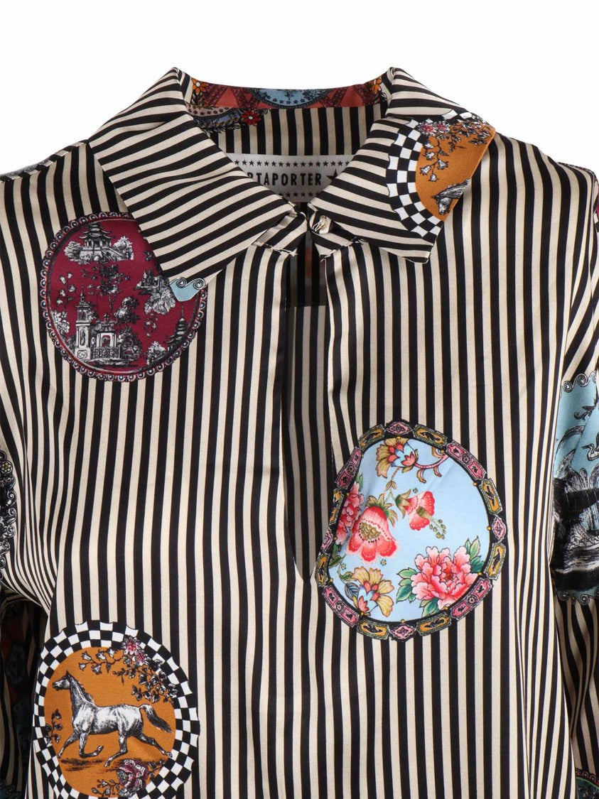 Shirt A Porter Vertical Striped Shirt With Scenic Print