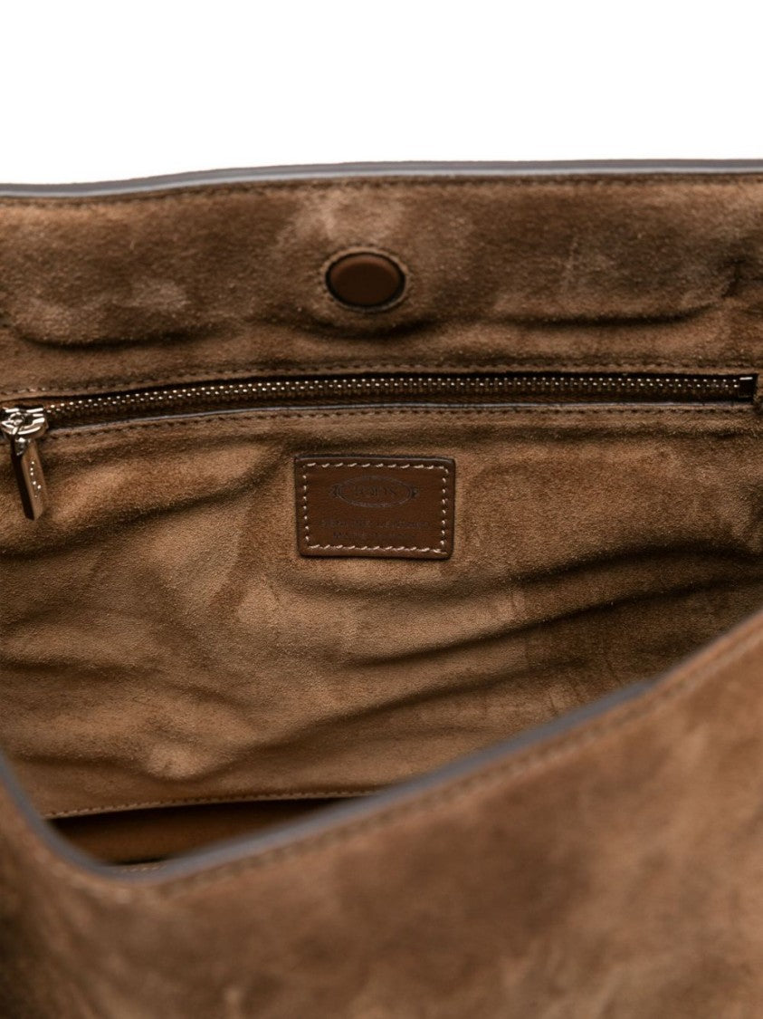Tod's Structured Beige Vitello Leather Shoulder Bag