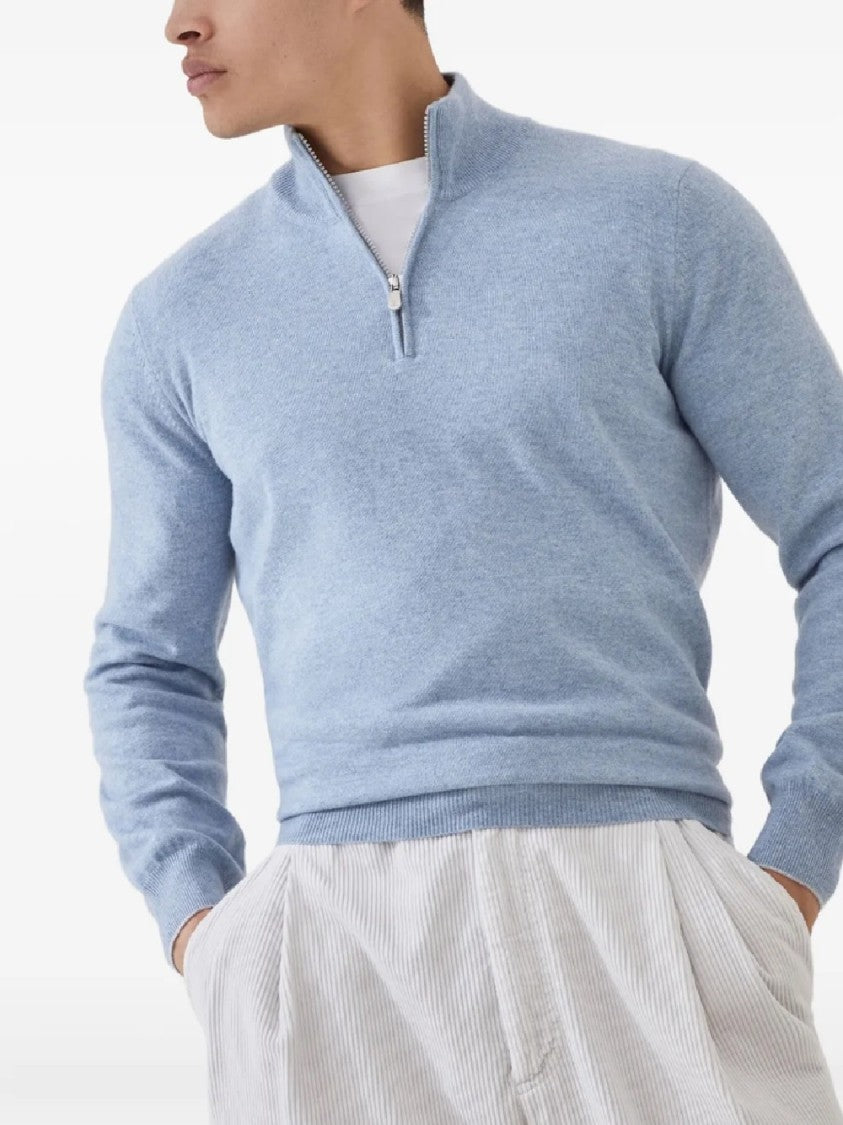 Brunello Cucinelli Half-Zip Knitwear With Stand-Up Collar