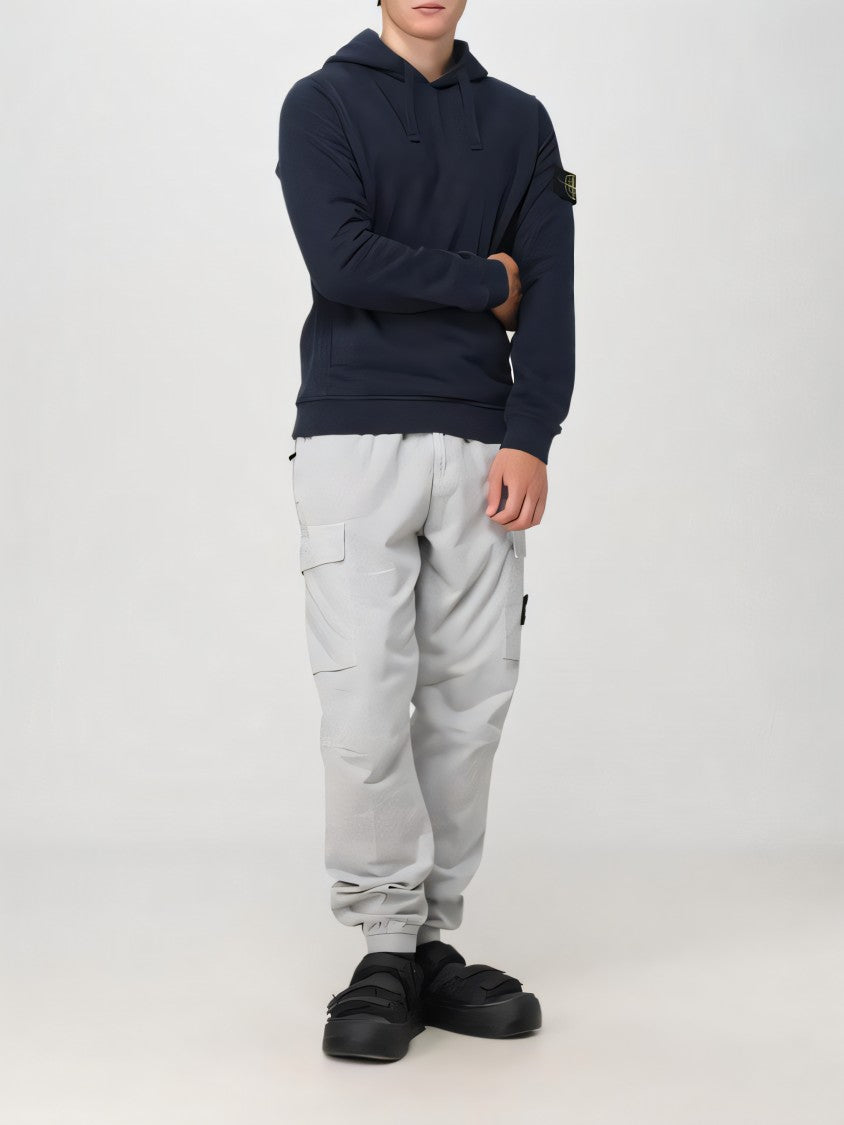 Stone Island Classic Blue Hoodie With Logo Patch