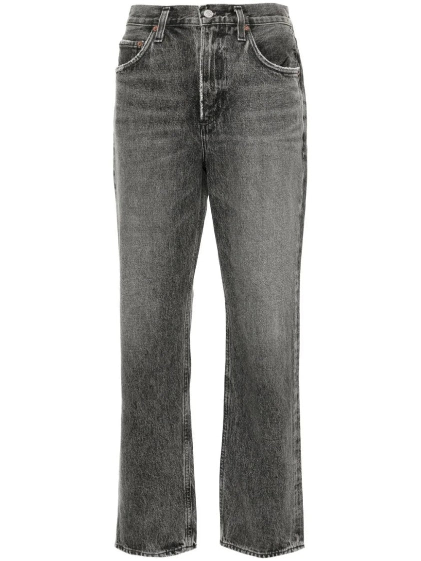 Agolde Valen Mid-Rise Slim Cut Black Jeans