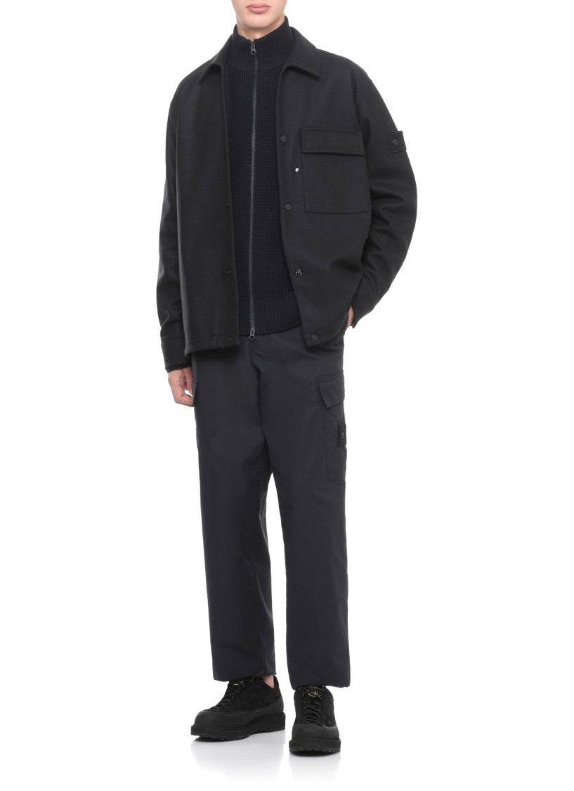 Stone Island Black Wool Overshirt